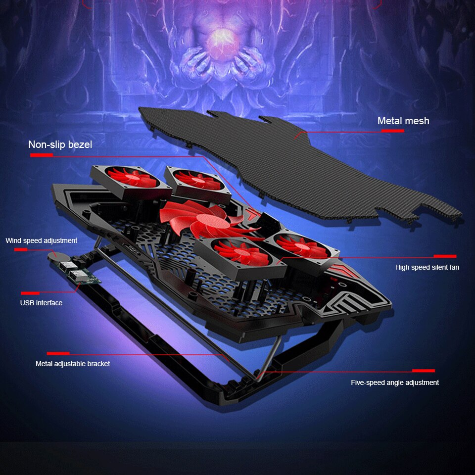 Laptop cooler 2 USB Ports and Five cooling Fan laptop cooling pad Notebook Stand for 12-17 inch for Laptop