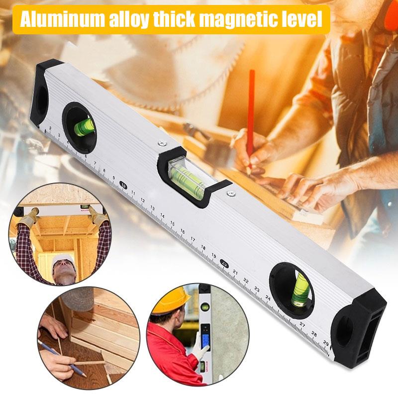 Measuring Ruler Spirit Level 300mm Silver Measure Construction Site Angle Gauge Aluminum Alloy Sturdy Practical