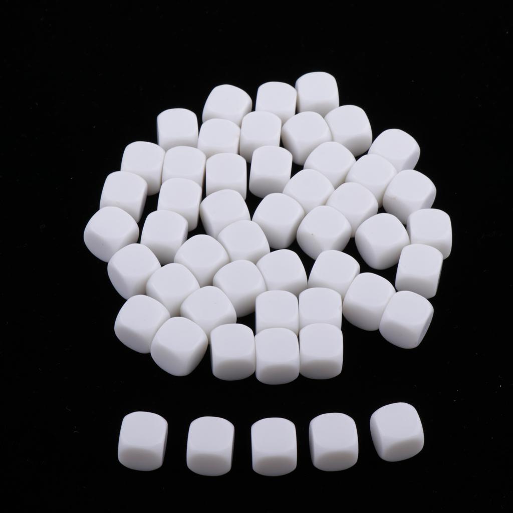 Dés de jeu à bords ronds blancs D6, Six faces, de jeu RPG, 50 pièces