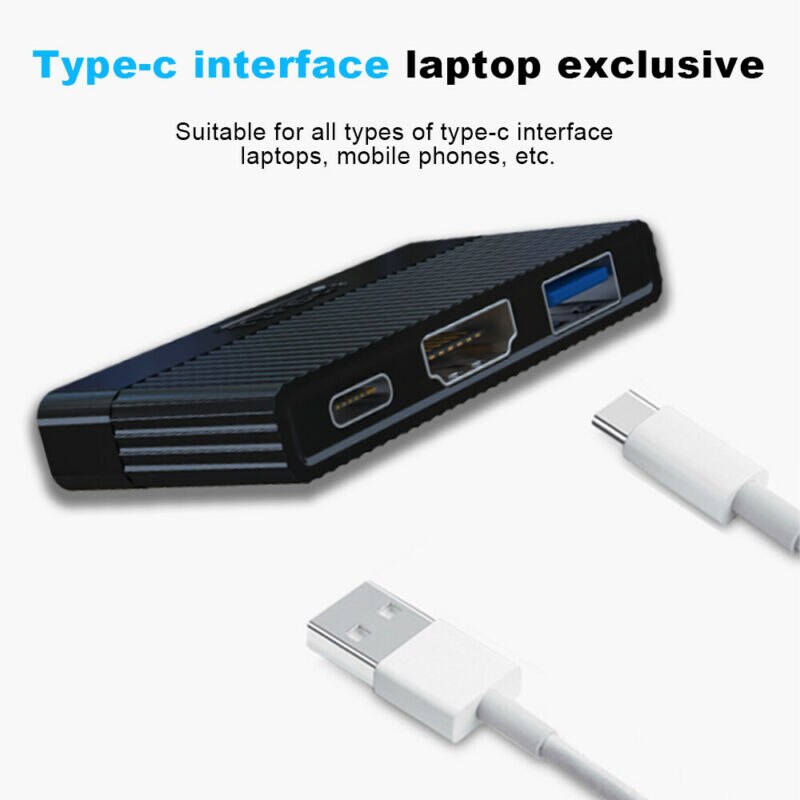 Type c naar hdmi/usb 3.0/pd 4k hdmi-adapterkabel 3 in hub voor macbook pro oplaadpoort adapterkabel usb- 1