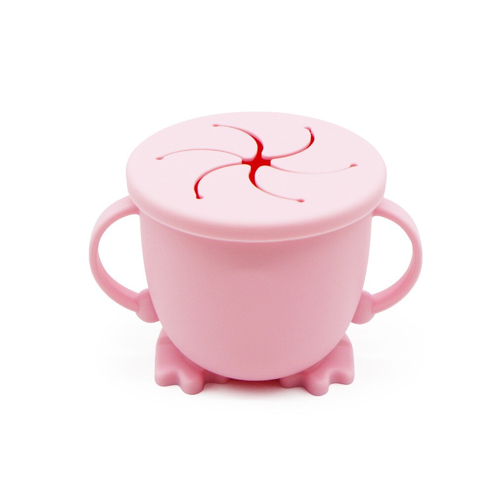 Baby Kids Toddler Baby Collapsible Silicone Snack Container Foldable Snack Attack Cup With Lid Snack Bowl: Pink