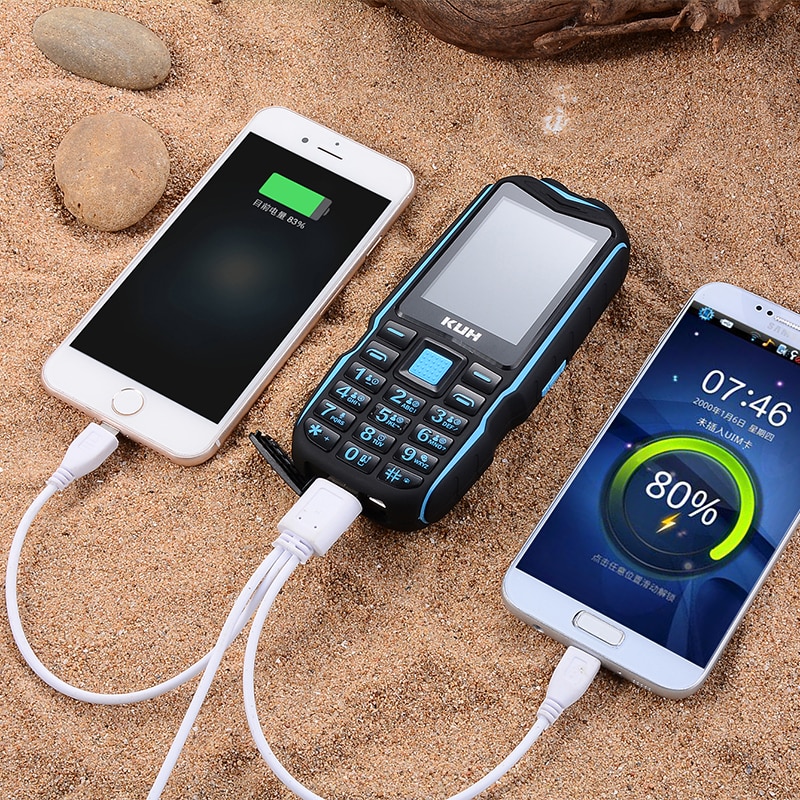 Kuh robusto teléfono móvil al aire libre larga modo de reposo banco de energía vibración bluetooth doble linterna a prueba de go