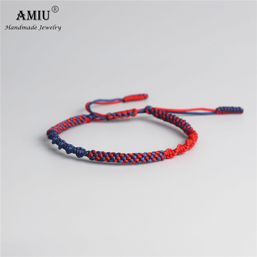 Amiu tibetansk buddhistisk lycka charm tibetanska armband & armband för kvinnor män handgjorda knutar deongare rep önskar armband: 1