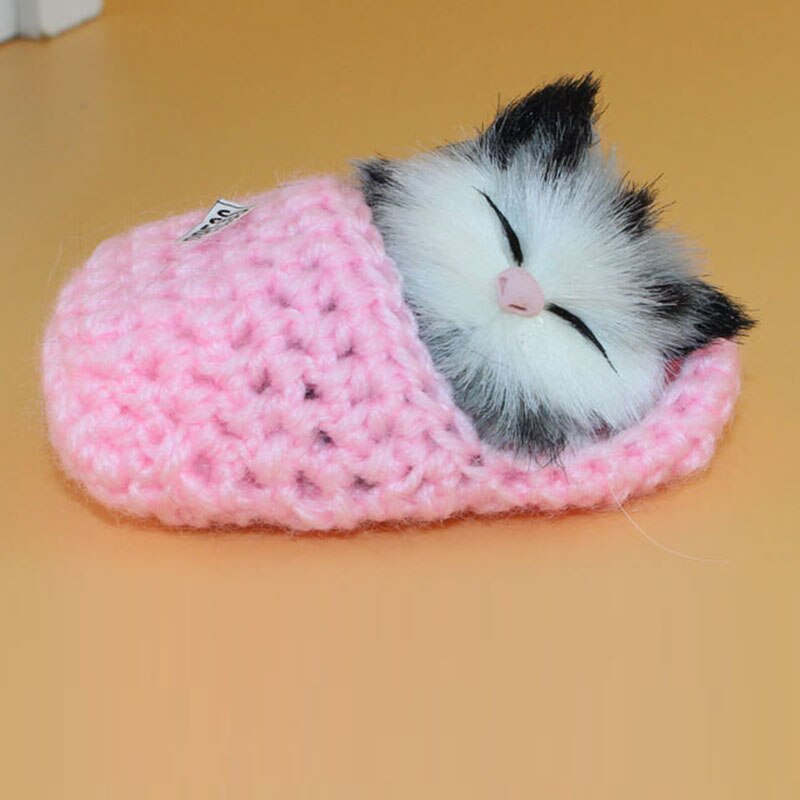 Jouet joli chaton miaou pression 1 pièce | Mignon petits chats dormir ou assis, pantoufle drôle petit chat sonnant, décoration de maison voiture et de bureau