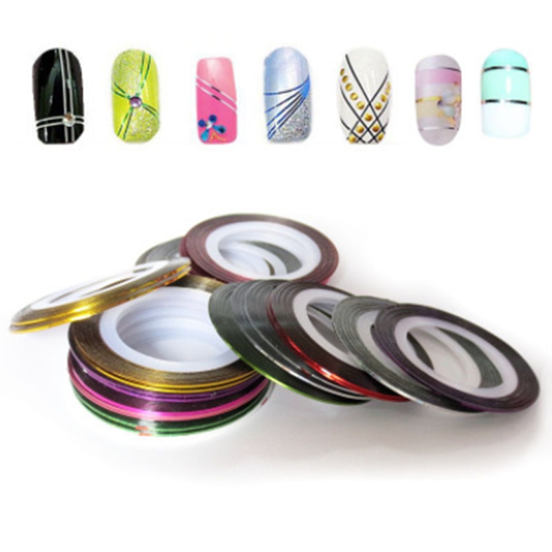 Kleurrijke Nail Striping Tape Line 3D Nail Art Decoratie DIY Nail Stickers Lijm Decals Nail Art Tips Manicure kit