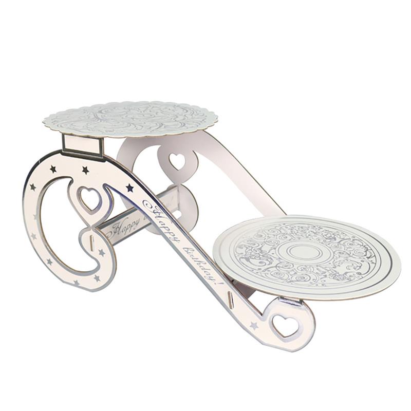 Bröllopstårta stativ papper 2-- vånings tårta display stativ cupcake stand: Silver-