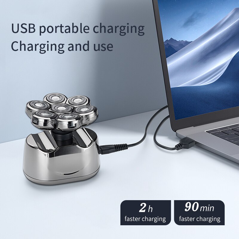 Shaver For Men 7D Independently 7 Cutter Floating Head Waterproof Electric Razor Multifunction Trimmer For Men