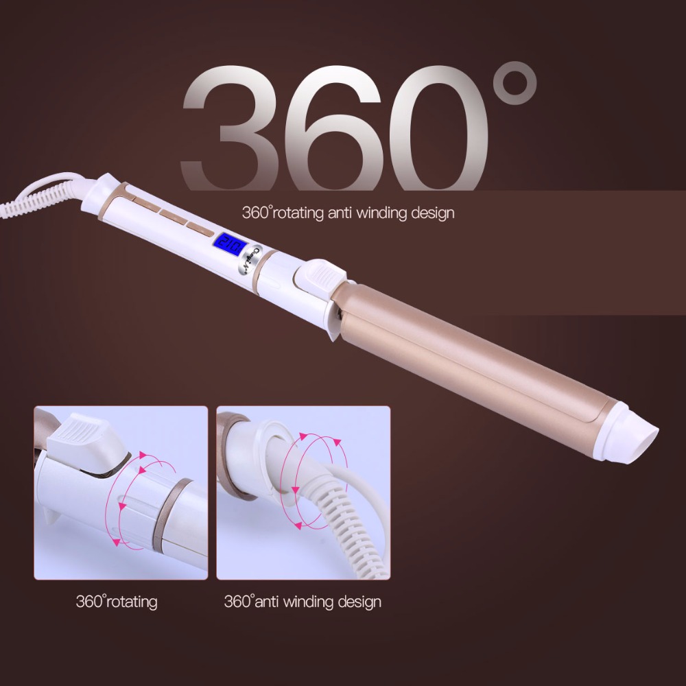 Pinzas para rizar el cabello, 32MM, cono rizador eléctrico de pelo LED, Control Digital de temperatura, utensilios de peluquería de cerámica