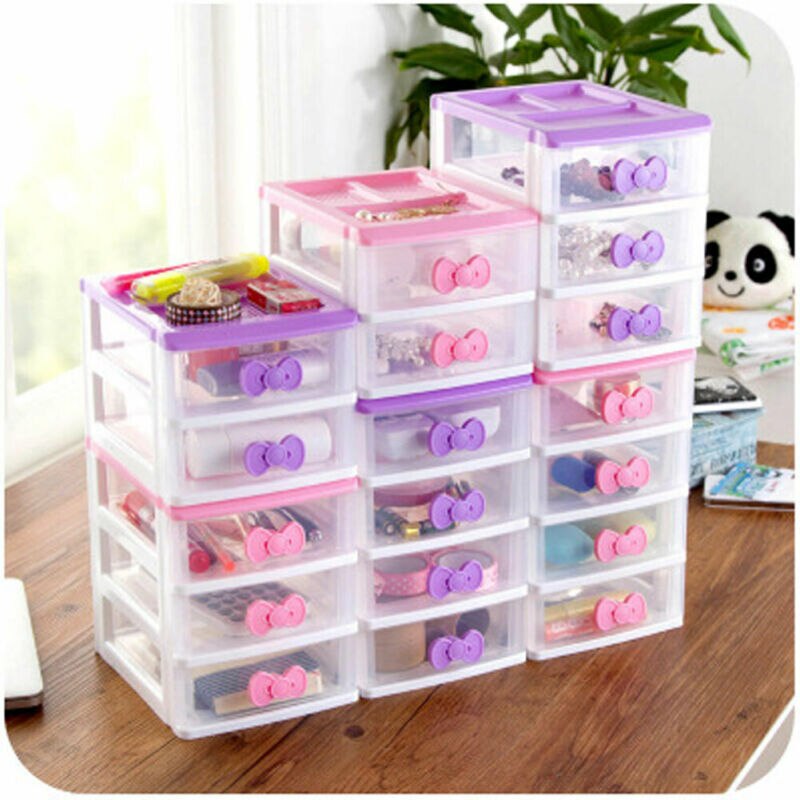 Storage Boxs 2/3/4 Layer Organizer Jewelry Case Headdress Drawer Desk Plastic