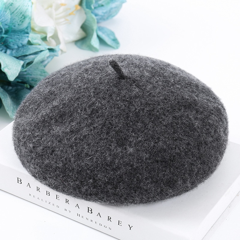 Women Wool Solid Color Beret Female Bonnet Caps Winter All Matched Warm Walking Hat Cap