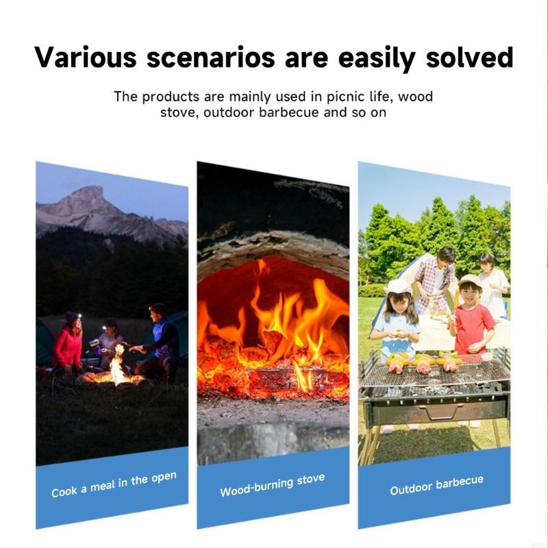 02DD Portable BBQ Fan Air Blower Handheld Battery Powered Barbecue Fan Air Blower Outdoor Camping Picnic Grill Cooking Tool