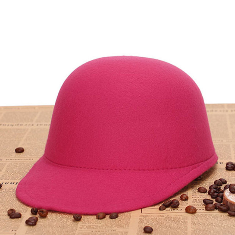 HT1835 Winter Herfst Vrouwen Hoeden Fedora Ronde Top Bowler Jazz Hoed Vintage Wolvilt Hoeden Solid Plain Ouder-kind cap Fedora Hoed