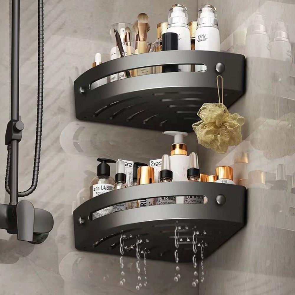 Badkamer Opbergrek Shampoo Rek Badkamer Plank Legering Make-up Organizer Douche Accessoires Geen Boor Muur Hoekplank