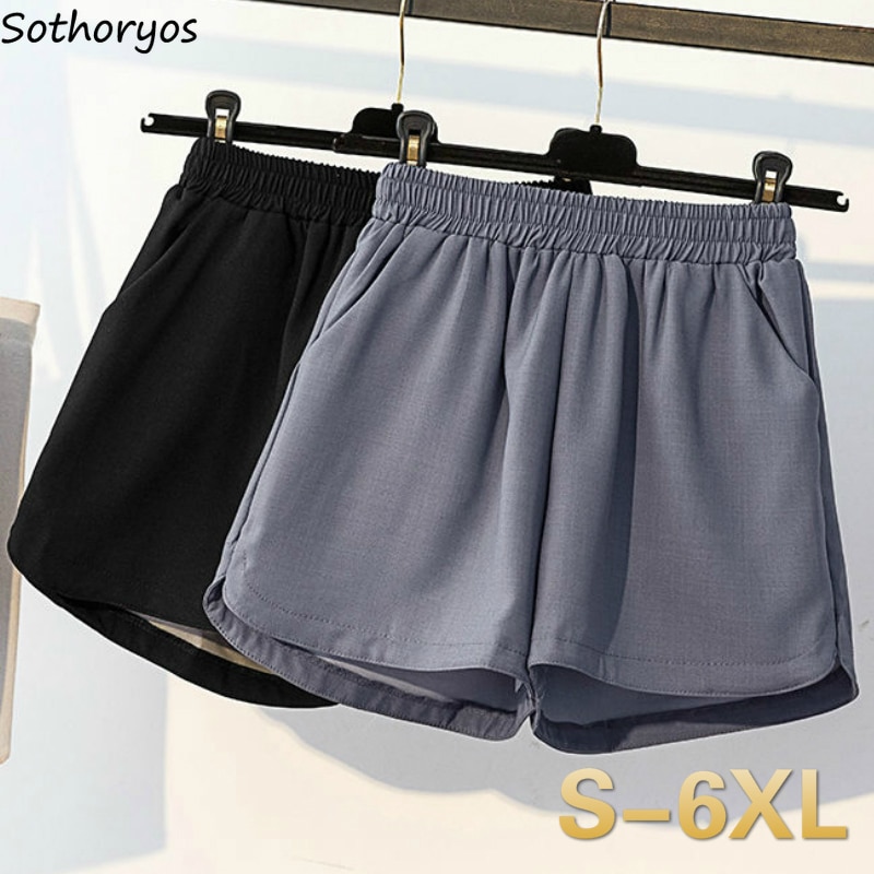 Unihousut naisten joustava vyötärö plus koko 6xl löysät pyjamahousut naisten kehonrakennus kiinteät yksinkertaiset hengittävät kotivaatteet shortsit