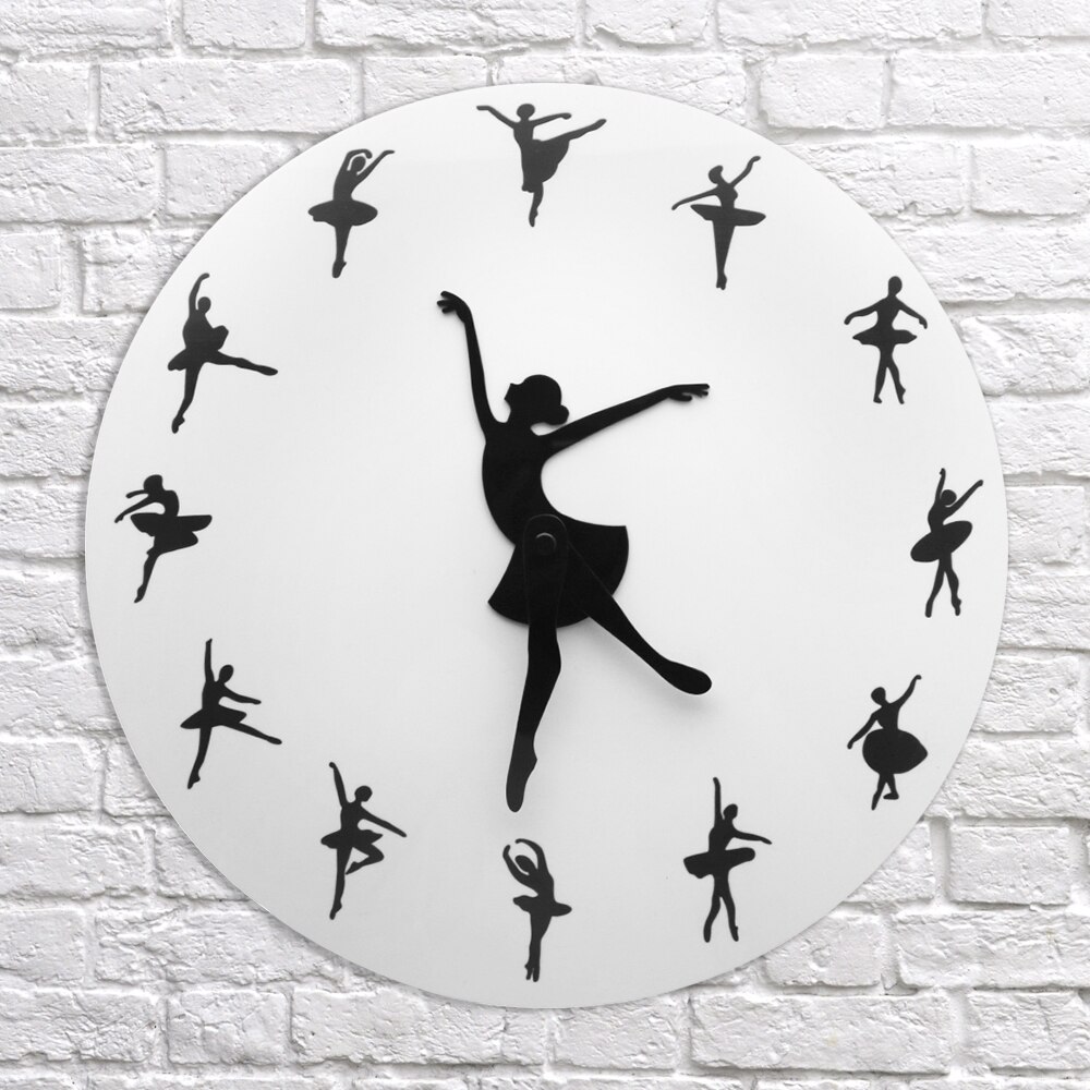 Ballet Dancer Dancing Art Decorative 3D Wall Clock Ballerina Clocks Wall Decor For Dance Room Unique Idea