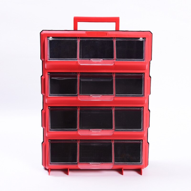 12 Bins Storage Tool Case Electronic Component Case Plastic Parts Storage Hardware Grid Craft Cabinet Tool Case Drawer