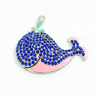 (Escolha a Cor do Primeiro) 50mm * 40mm 10 pçs/lote Baleias Pingentes de Strass: Royalblue