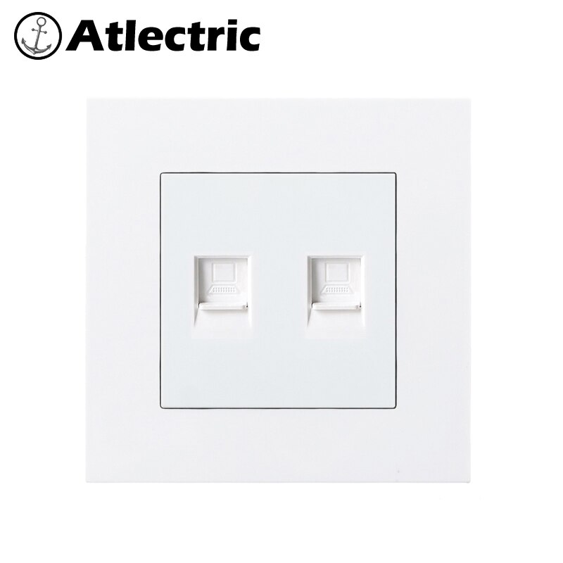 Atlectric PC Plastic Panel Internet TV Socket Rj45 Met TV Socket Dual Rj45 Poort Data Socket Outlet Plug 86mm * 86mm power outlet stopcontact