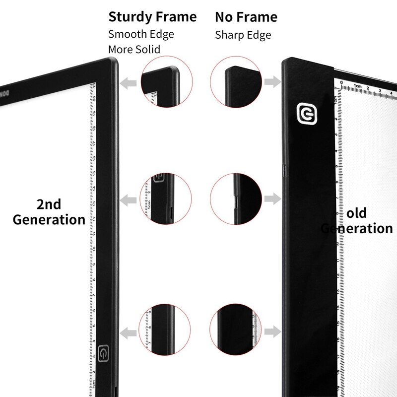 A4 Dimmable LED Drawing Copy Pad with Scale USB Power Light Pad Ultra Thin for Painting Writing Animation, Sketching