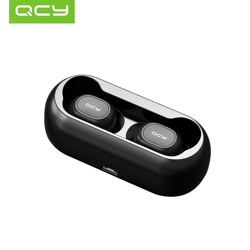 QCY T1C Bluetooth V5.0 Wireless Headphones Bluetooth Earphones 3D Stereo Sound Earbuds with Dual Microphone and Charging box: QCY-T1C-BLACK
