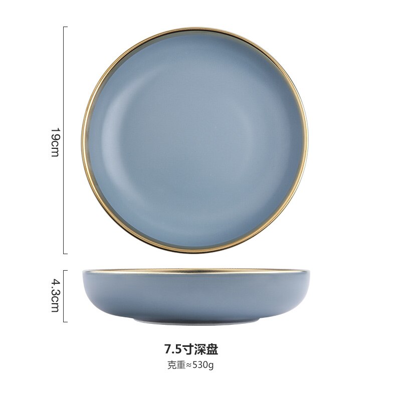 Europese Stijl Plaat Keramische Schotel Dinnerdinnerware Set Saus Rijst Kommen Soep Noedels Plaat Steak Westerse Voedsel Servies WF702214: 04