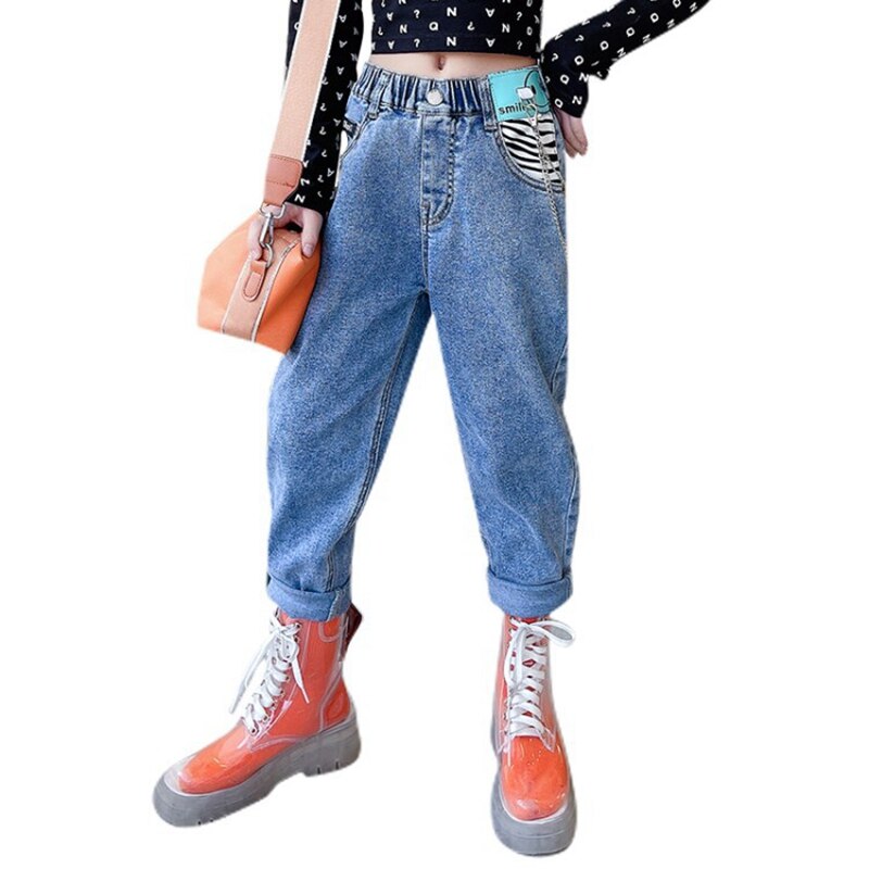 Pantalones vaqueros informales para niña y niño, Pantalón pitillo holgado para correr de 4, 5, 6, 7, 8, 9, 10, 11, 12 y 13 años, Primavera