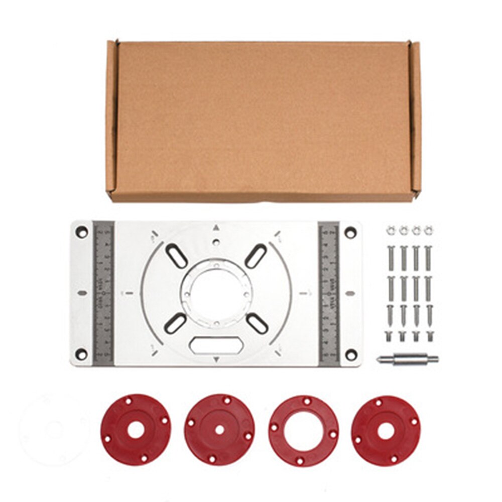 Aluminium Router Table Insert Plate Table For Woodworking Benches Router Plate Wood Tools Milling Trimming Machine With Rings