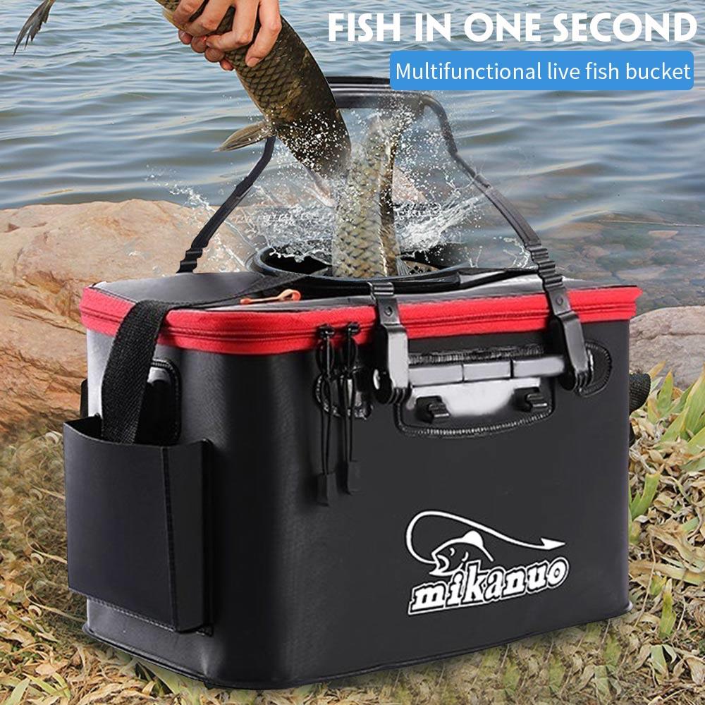 Cubo de pesca plegable portátil EVA, caja de aparejos, caja de pescado vivo, equipo de pesca al aire libre, bolsa de almacenamiento