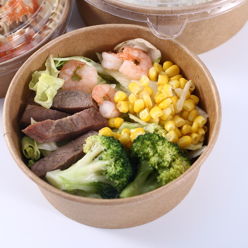 Cuenco de papel desechable de gran tamaño para ensalada de frutas, paquete de comida rápida, almacenamiento de comida para llevar, paquete de cumpleaños para exteriores, 50 unids/paquete