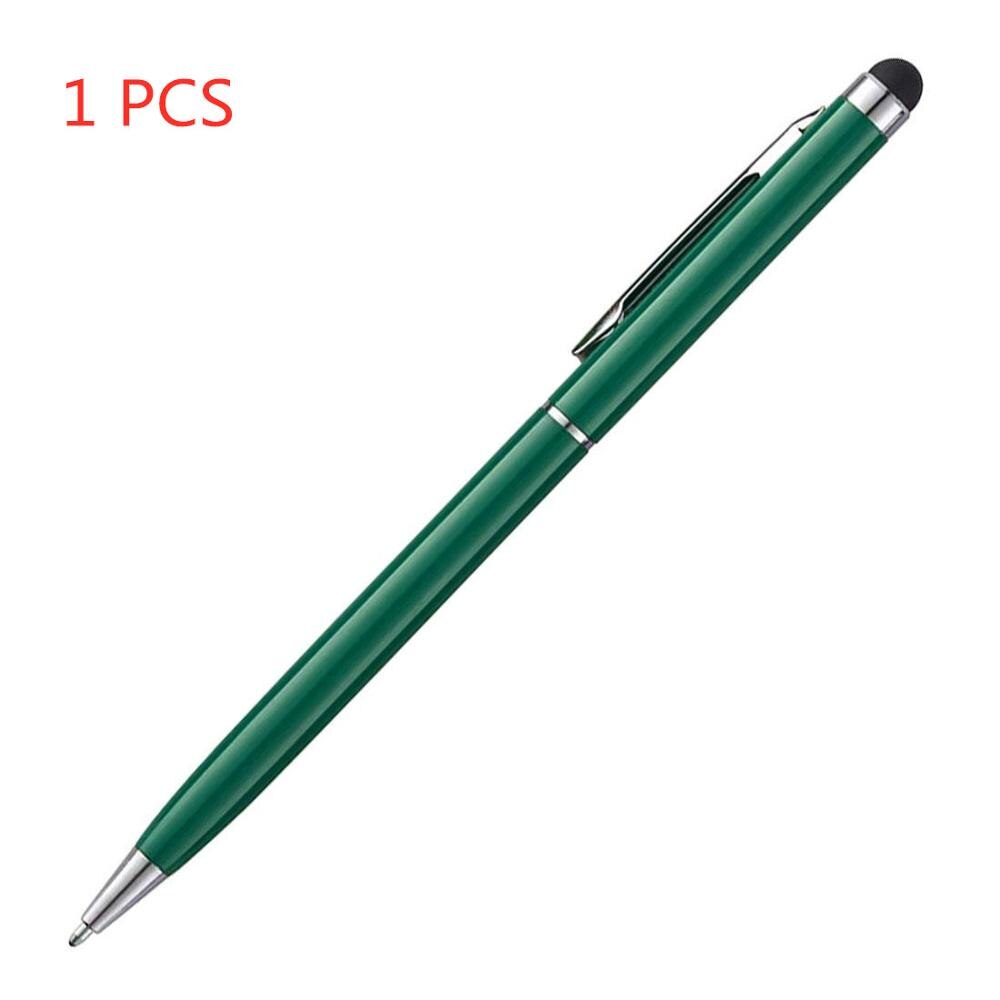 12 couleurs 1 pièces 5 pc/10 pièces 2 en 1 stylo à bille écran tactile stylet utile 2 en 1 tablette stylo pour Pad téléphone intelligent: Dark Green-1pcs