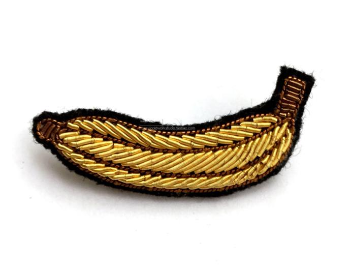 Sød banan indisk silke patch broche indien silketråd håndlavet broderet badge stof patch tøj dekoration