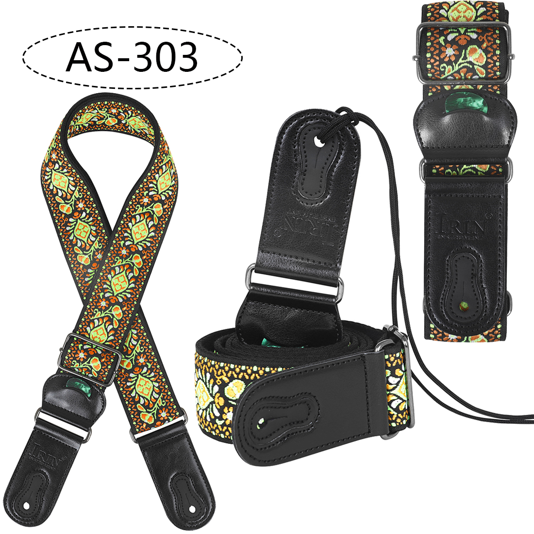 Correa de guitarra para bajo, correas bordadas de cuero y algodón, correa ajustable para el cuello con selección, accesorios para bajo y guitarra acústica eléctrica: YELLOW