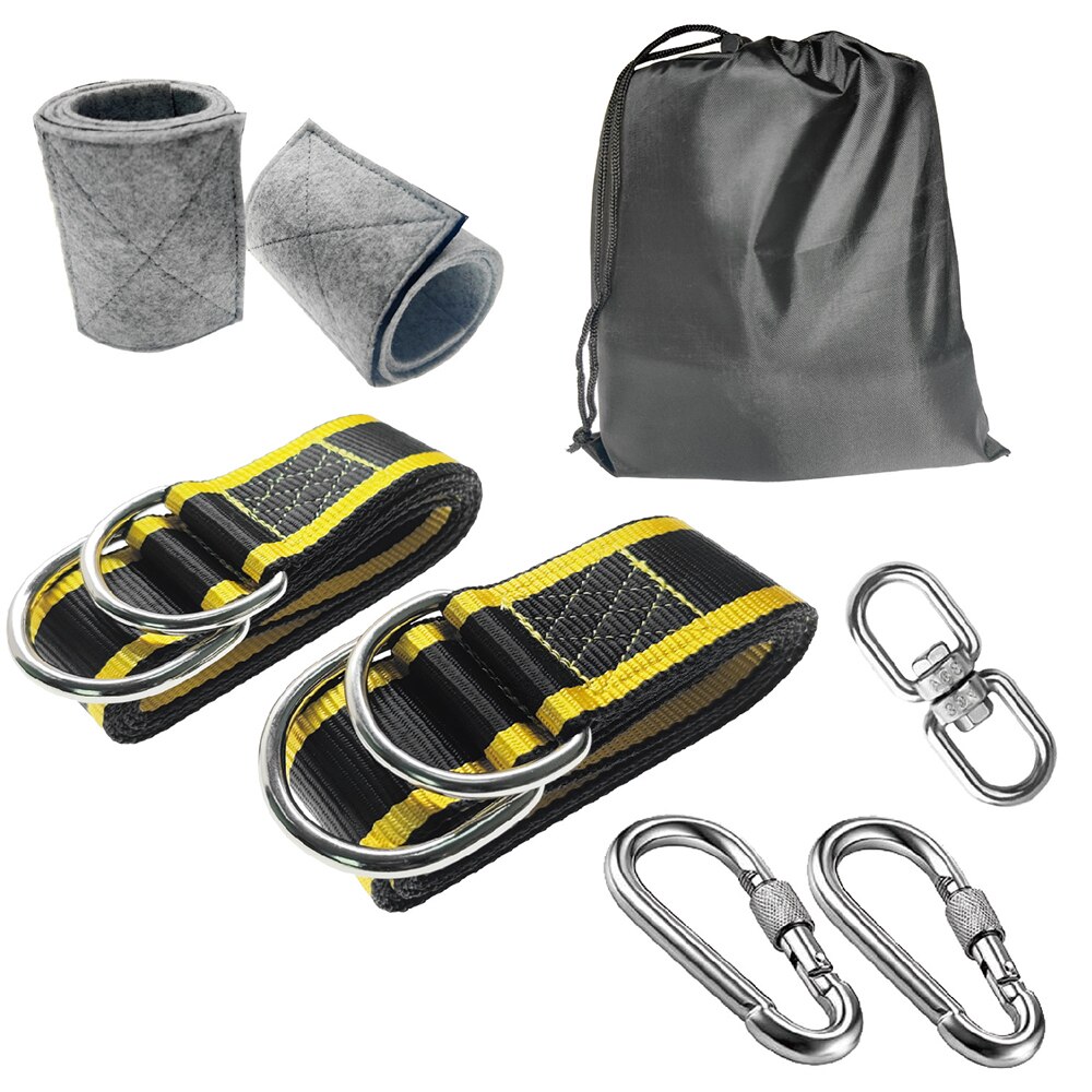 One Pair Tree Swing Hanging Kit Hammock Straps Camping 1000 KG Load Capacity Rope Carabiner OutDoor Hiking Hammock Hanging Belt