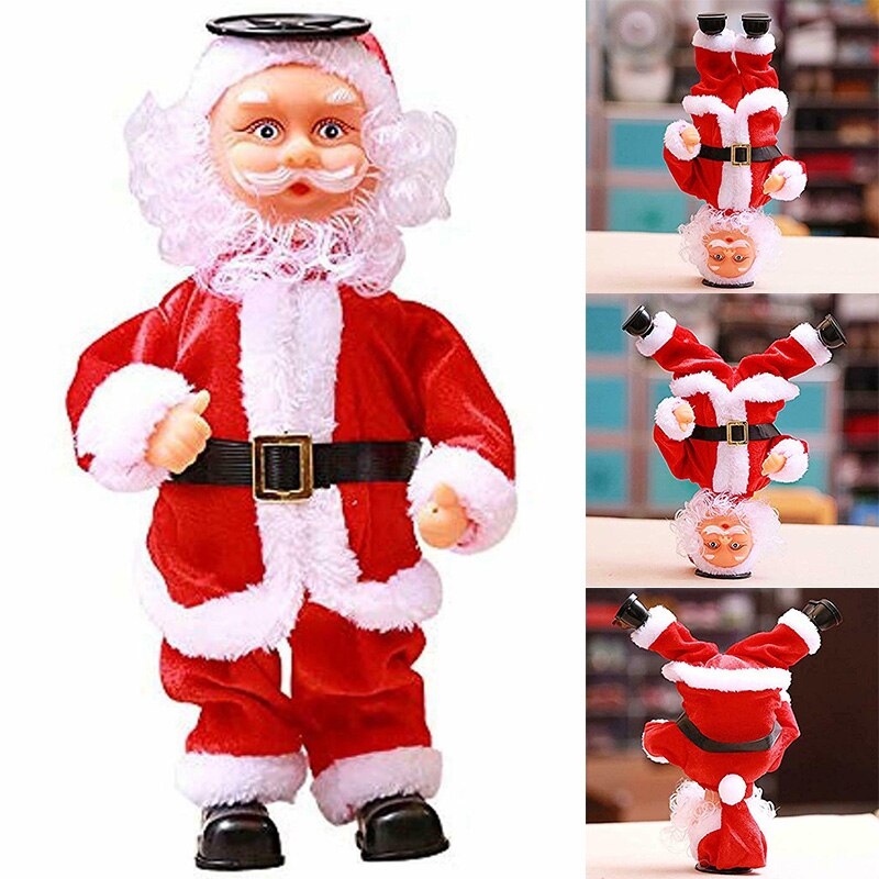 Christmas Santa Claus Dancing Inverted Electronic Toy Doll Xmas Decor Ornament AN88