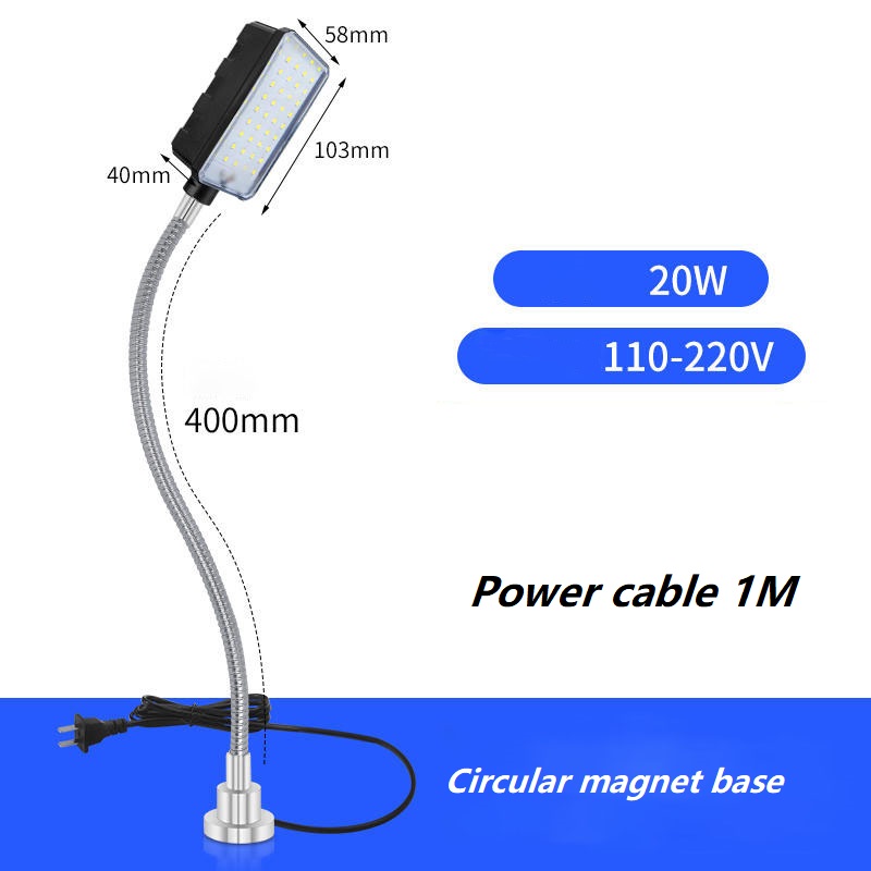 LED CNC atelier lampe de travail tour lumière industrielle 12/20W 110-220V Flexible col de cygne lampe à Base magnétique pour établi: green