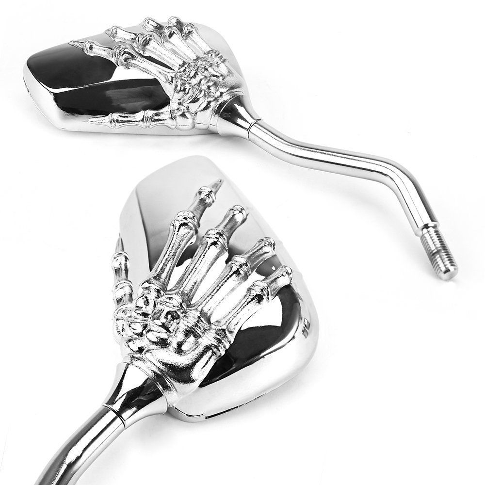 Chrome Mirror Universal M10 M8 Skull Hand Rearview Motorcycle Accessories Scooter Motorbike Moped ATV Skeleton for MT07 ...