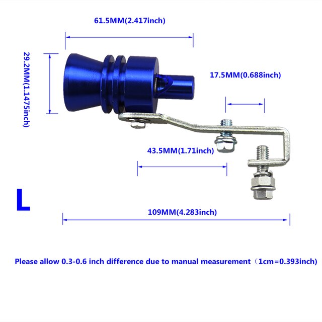 Universal simulador Whistler de la motocicleta del coche de la onda de sonido modificación imitador Turbo silbato tubo de escape de sirena: Blue - L