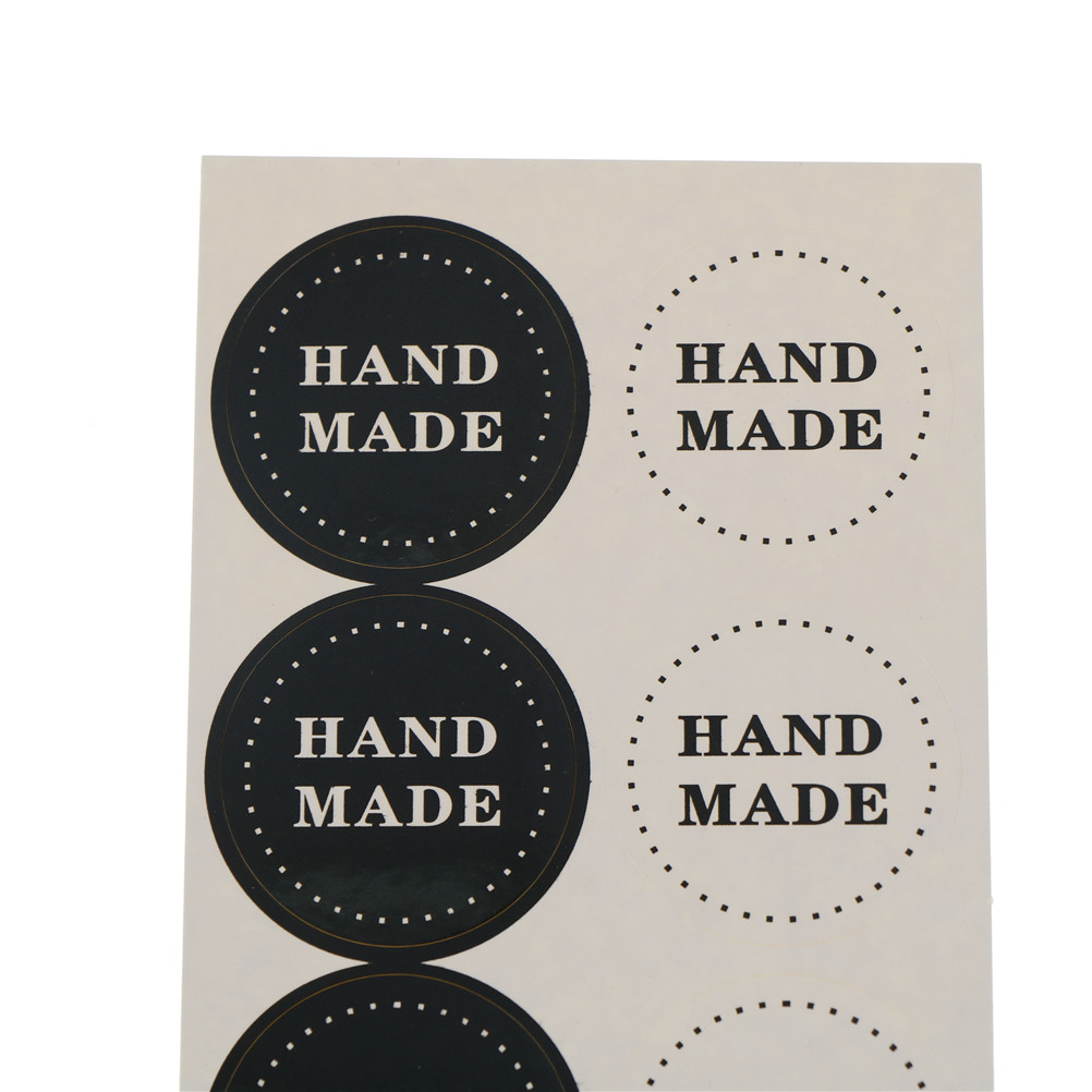 Pegatinas de papel redondas hechas a mano, blancas y negras de 4cm de diámetro 80 Uds. Para producto hecho a mano, etiquetas de para manualidades, pegatinas para sellos