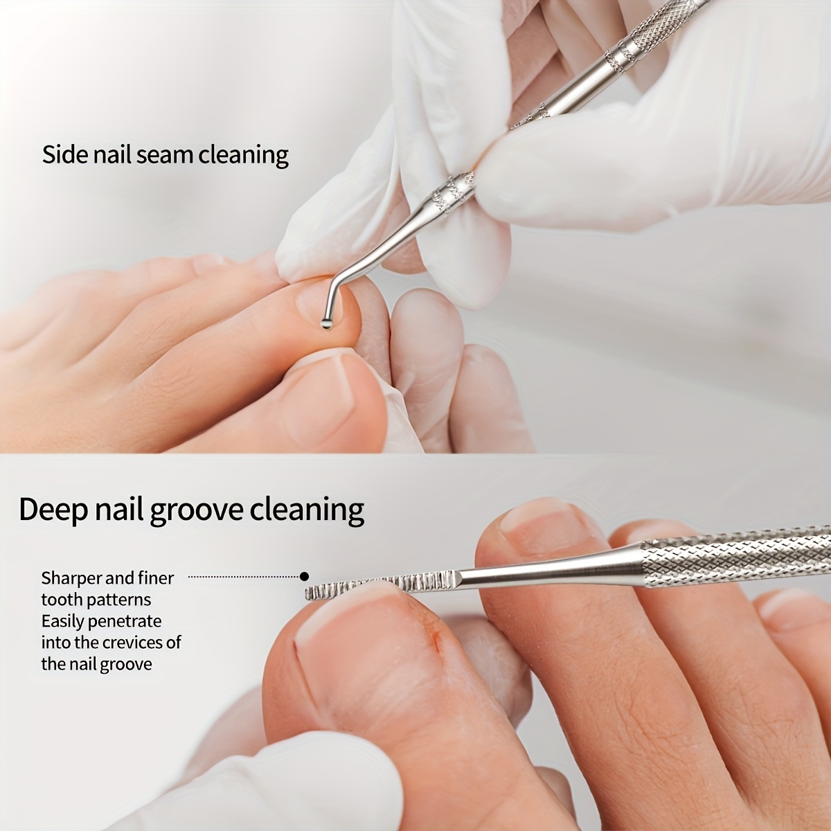 Professioneel 3-delig pedicurehulpmiddel - Nagelgroefreiniger, nagelvijl en teennagellifter - Antislipontwerp voor veilige nagelverzorging