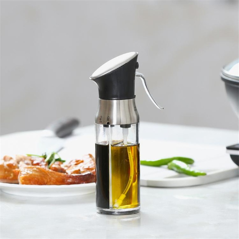 2 In 1 Olijfolie Fles Aparte Nozzles Azijn Honing Dispenser Pomp Spray Fles Voor Bbq Keuken Kruiden Gereedschap