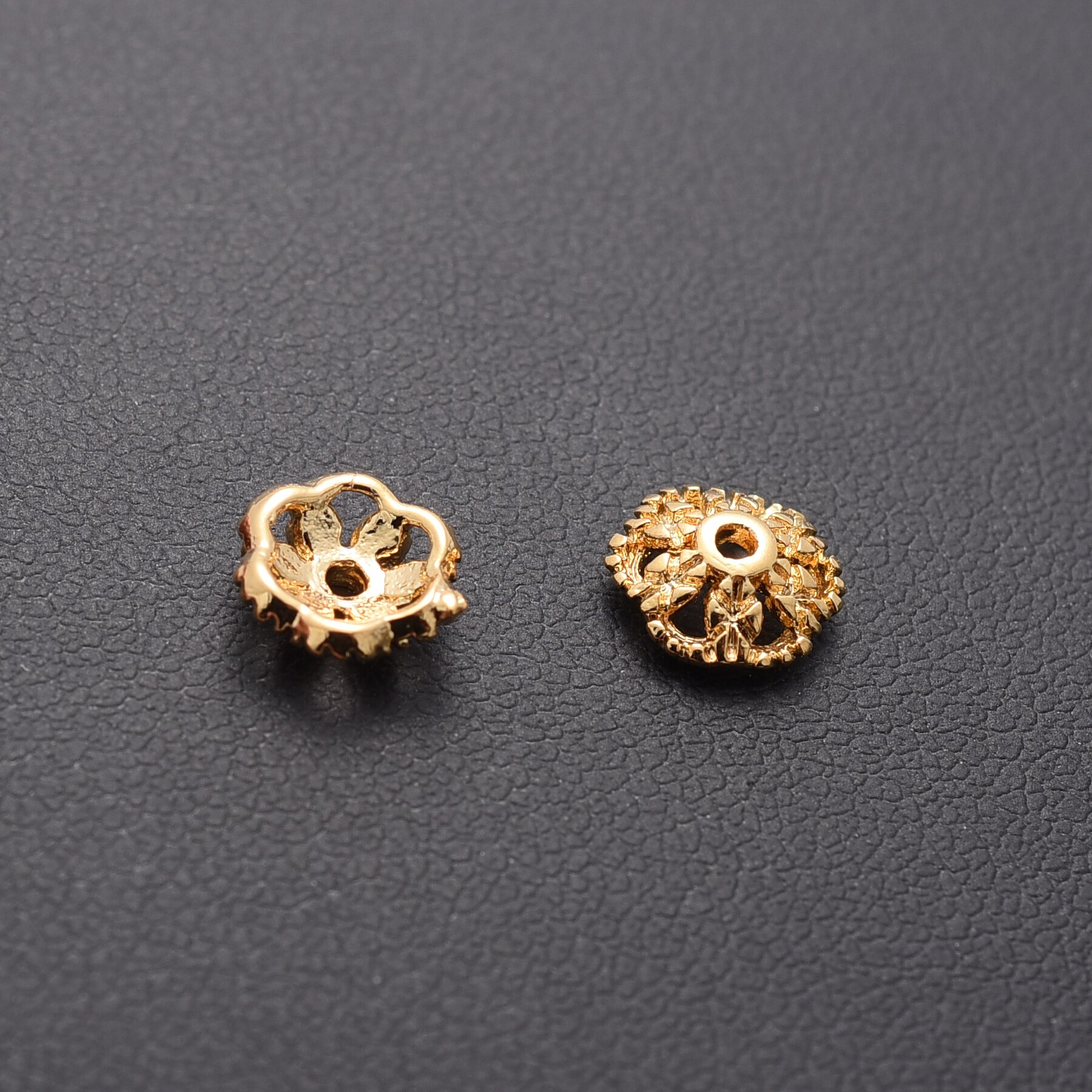 20 Stks/partij 18K Real Gold Plated Bloem Kraal Cap Earring Jassen Sieraden Maken Bulk Spacer Bead Voor Armband Ketting oorbel Diy