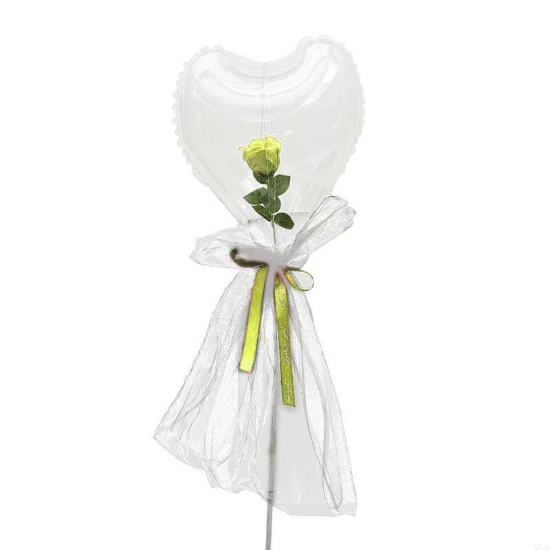 N80b led-ballonger roseblomstlyssett diy kjærlighet hjerteformede gjennomsiktige baller lysende ballong til bryllup forlovelsesfest: Default Title