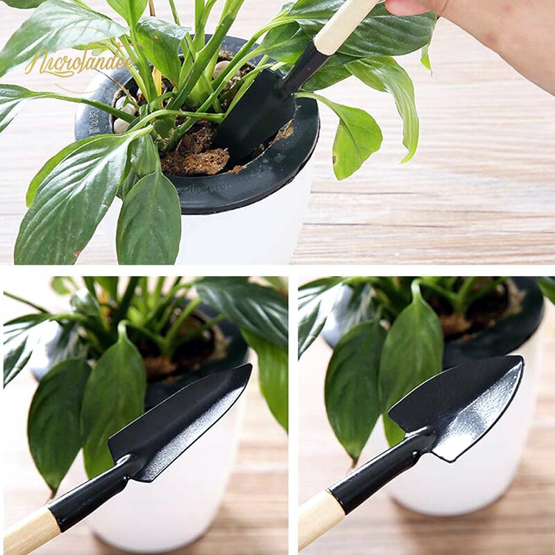 NICROLANDEE Mini Plant Potted Flower Wooden Tools Kit for Transplanting Seedlings Cultivating Vegetable Seedlings Plant Potting