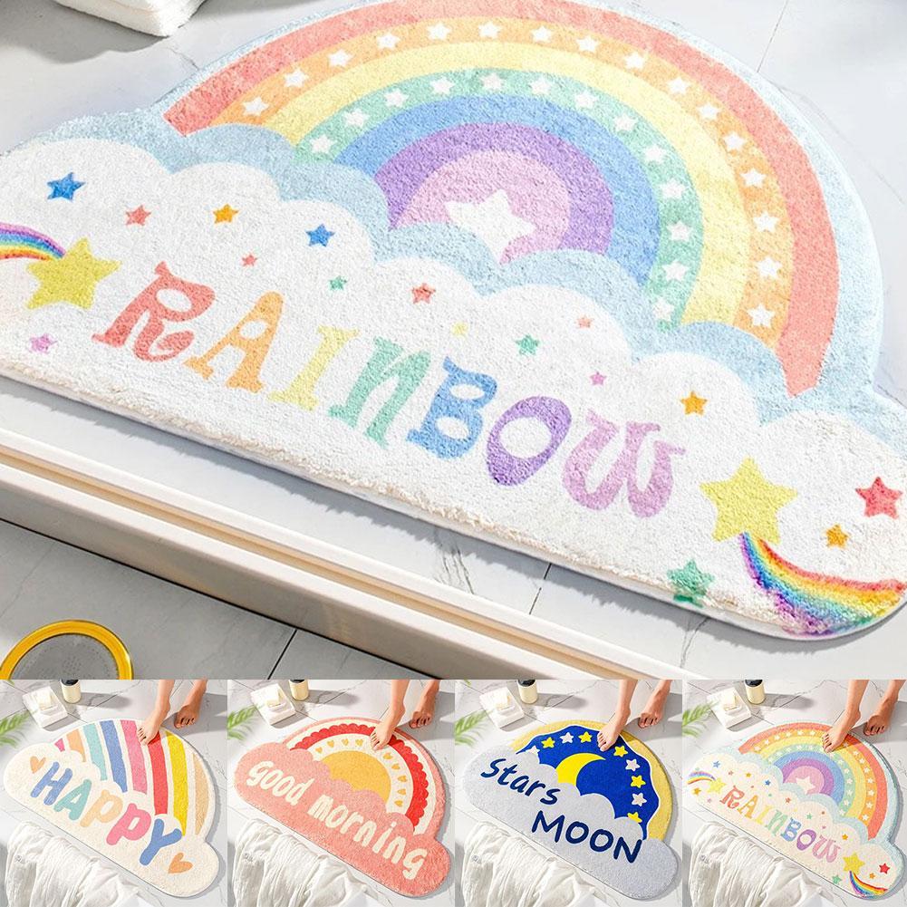 Thuis Regenboog Deurmat Halve Cirkel Vloermat Badkamer Deur Entree Antislipmatten Cartoon Kleur Tapijt Stofdicht Waterdicht Tapijt
