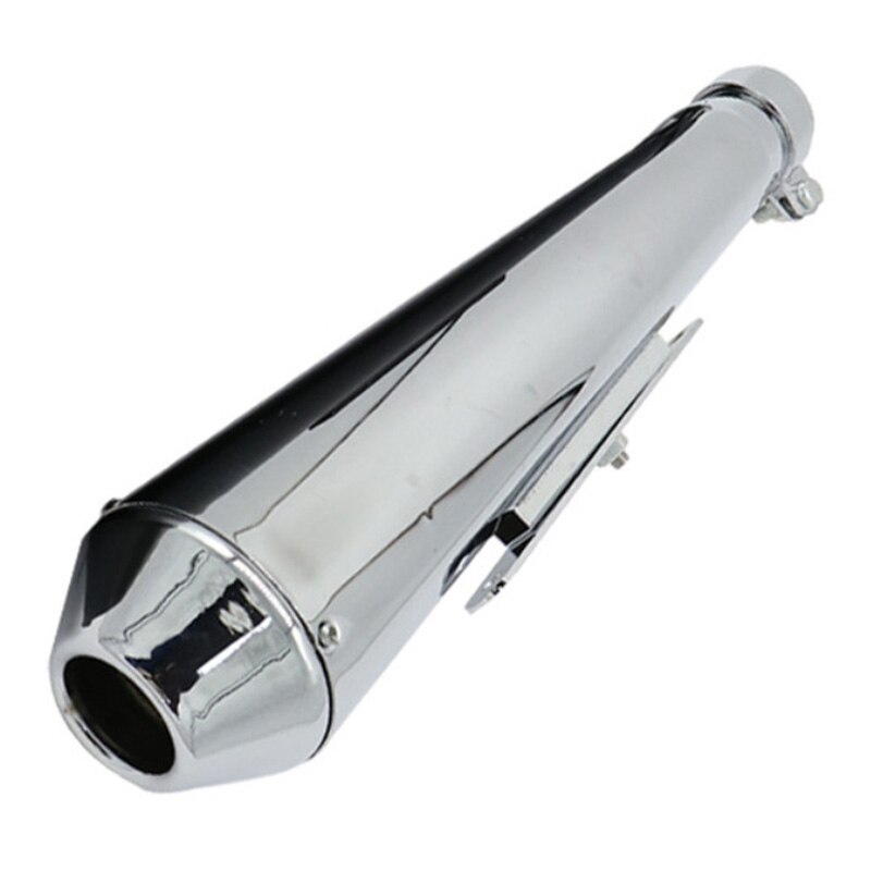 Motorcycle Cafe Racer Exhaust Pipe with Sliding Bracket Matte Silver all