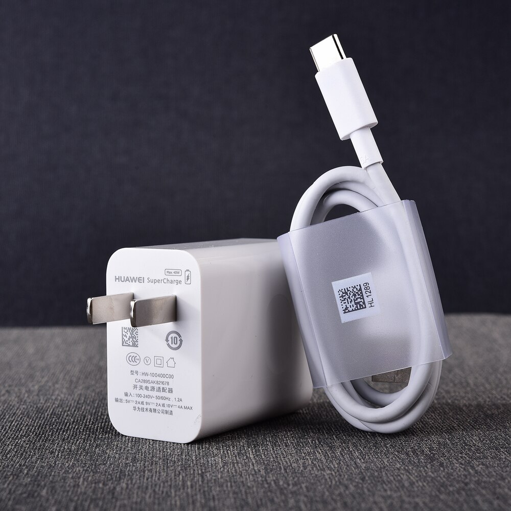 Originele Huawei Supercharge Fast Charger Max 40W 10V/4A 5V/4A Met 5A Kabel Voor huawei P30 P40 Nova 5 Pro Mate 30 20 Pro Magic 2: US add Cable