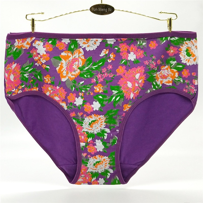 2XL/3XL/4XL plus size briefs women underwear Flower print ladies panties large size women's cotton 89245