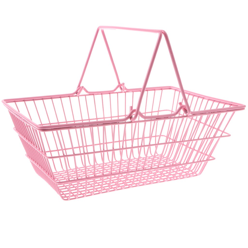 Mini Supermarket Shopping Hand Basket Kids Role Play Pretend Game Toy Pink M