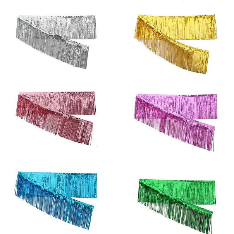 2.75M Foil Tinsel Banner Party Decorations Anniversaire Wedding Decoration Birthday Party Backdrop Easter Tassel Foil Curtain