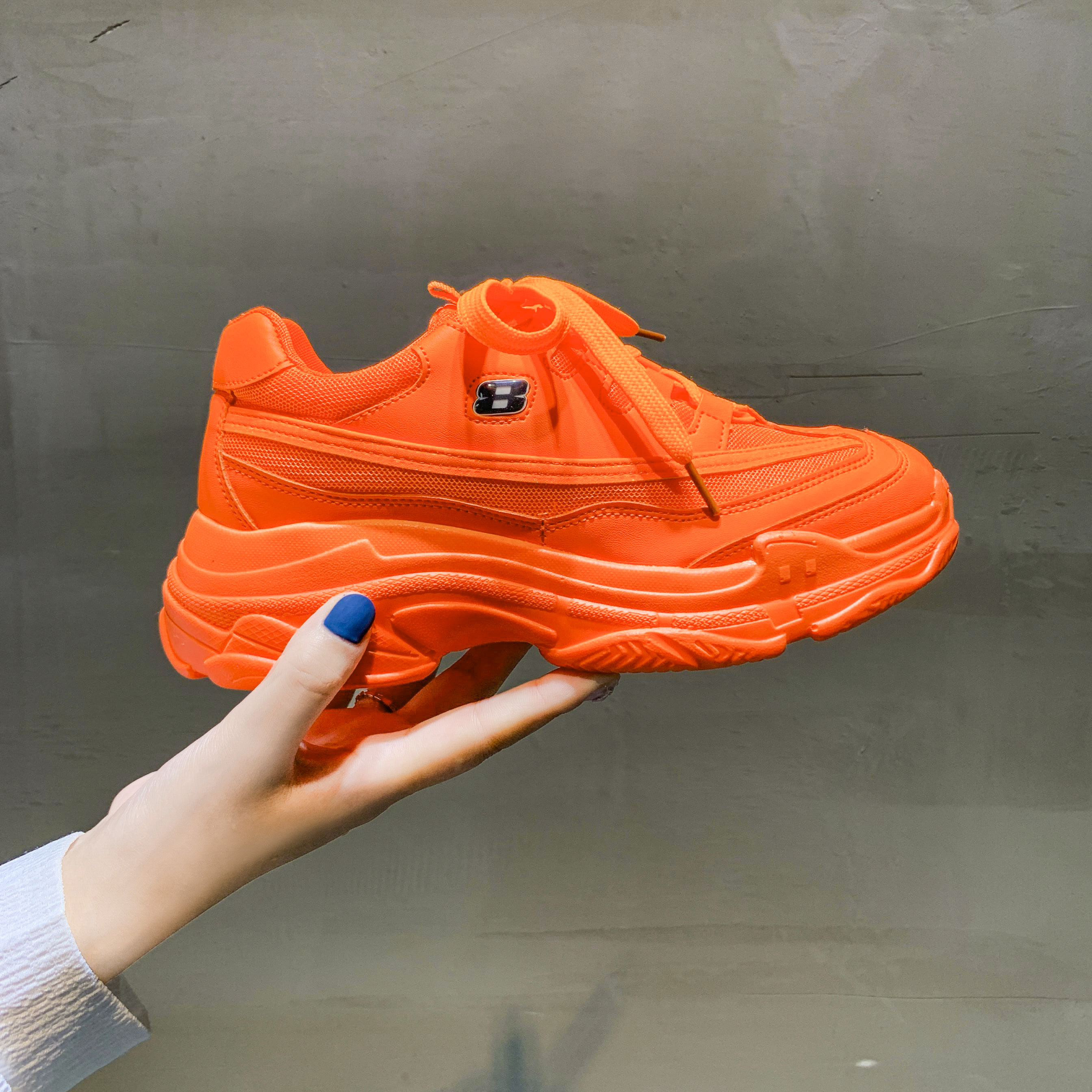 Baskets de styliste à plateforme pour femmes, chaussures à la , jaunes, décontractées, épaisses, 41,: Orange / 38